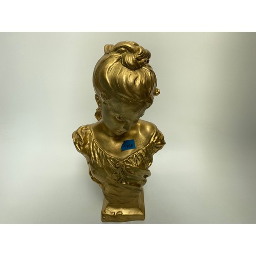 1186 - vintage golden bust of a lady.