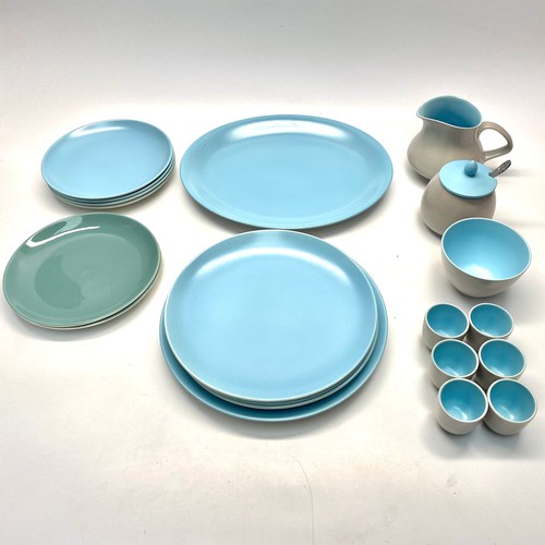 1182 - Poole pottery. Sky blue and dove grey part dinner service.