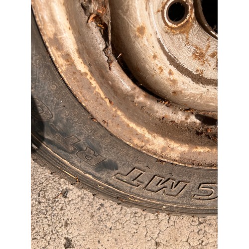 200 - Set of four Landrover series 3 wheels and tyres. 5.50f x 16 x33 with 205/80/r16 tires.
