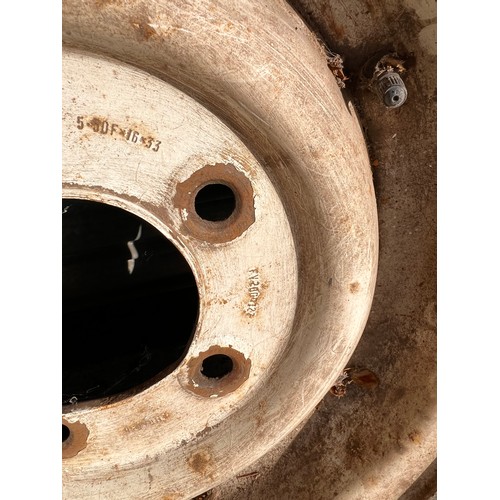 200 - Set of four Landrover series 3 wheels and tyres. 5.50f x 16 x33 with 205/80/r16 tires.