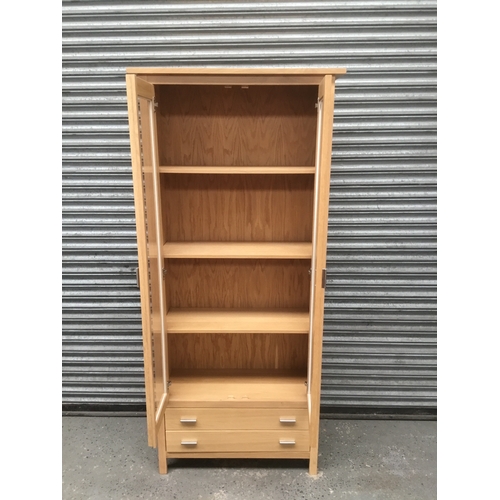 196 - G plan oak glass display cabinet