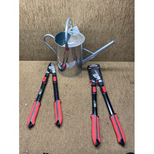 87 - 2 loppers extendable and a stainless steel watering can