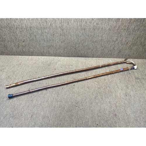 534 - 2 hand made walking sticks.