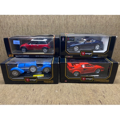 1063 - Collection of Burago special edition model cars including: Bugatti type 59 (1934), Ferrari 456 GT (1... 