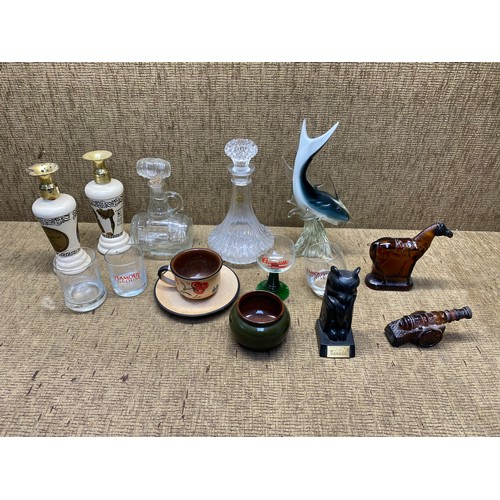 468 - mixed selection of glass and ceramics including French crystal decanter.