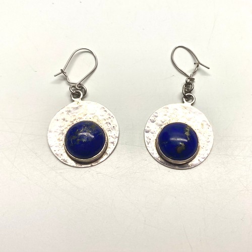 860 - handmade sliver and lapis lazuli necklace & earrings.