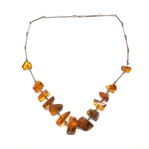 861 - vintage sliver and amber necklace with hallmarks for Austria/hungry 1866-1918.