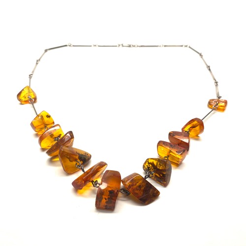 861 - vintage sliver and amber necklace with hallmarks for Austria/hungry 1866-1918.