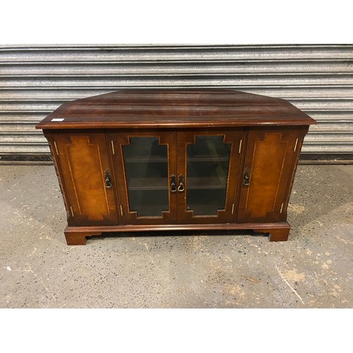 97 - Vintage veneered tv unit with storage.