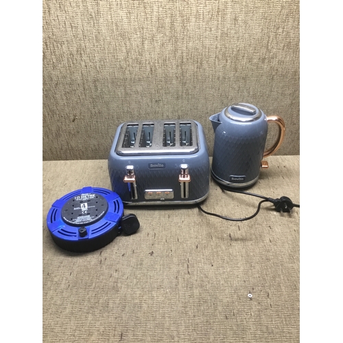 181 - Breville toaster , kettle and a 10 meter cable reel