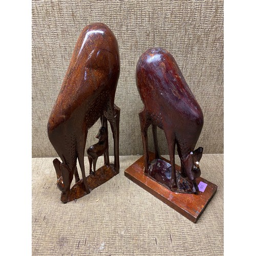 503 - Two tall wooden deer's (Freshly Sanded & Varnished , and very Heavy for Size”