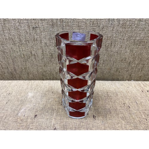 505 - Vintage mid-century luminarc cranberry vase.