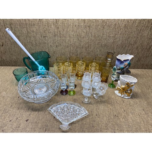 194 - large selection of glass and crystal.