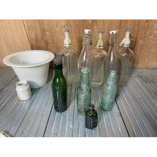 255 - Selection of vintage glass bottles.