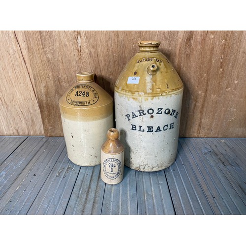 256 - 3 vintage stoneware jars.