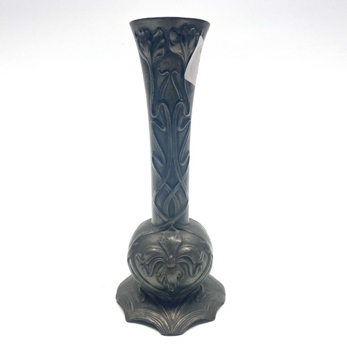 752 - Art Nouveau stunning pewter stem vase.