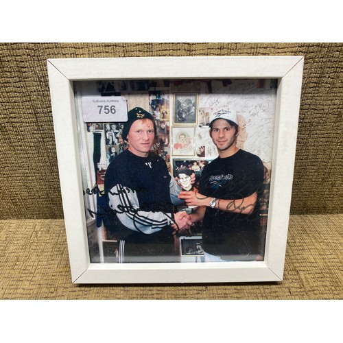 756 - Signed photo of Ryan Giggs and Neil Jenkins, at the Grogg shop in Pontypridd, (from the Galzagi Gym ... 