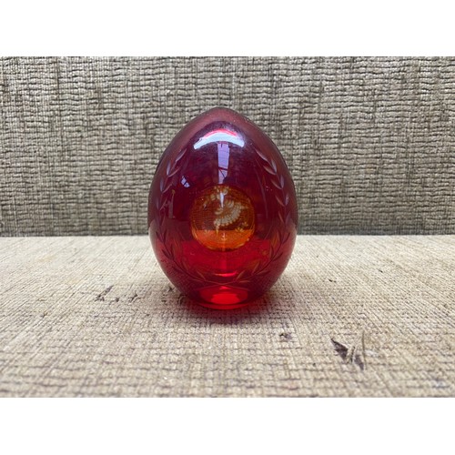 758 - Faberge glass paperweight. (original sticker to base)