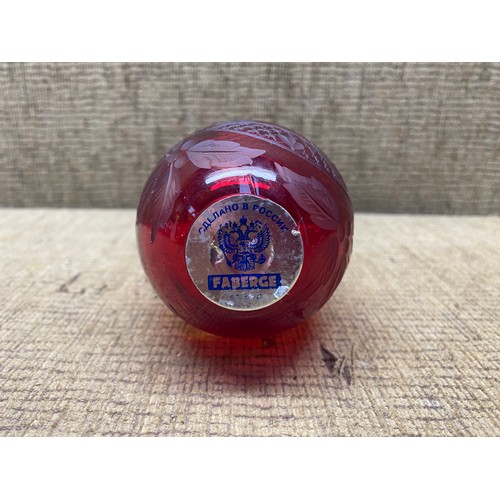 758 - Faberge glass paperweight. (original sticker to base)