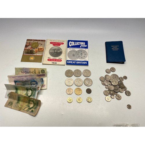 968 - Collection of commemorative coins and banknotes, and $8 Dollars in current coinage.