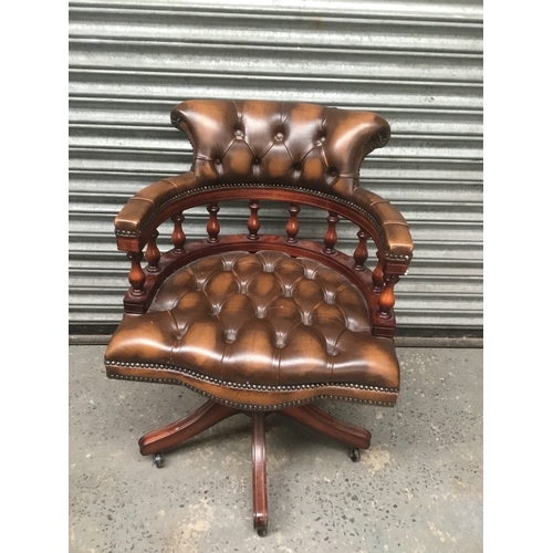 1179 - Victorian style leather captains swivel chair