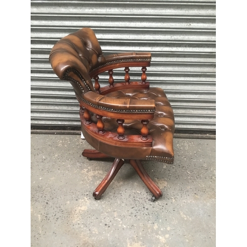 1179 - Victorian style leather captains swivel chair