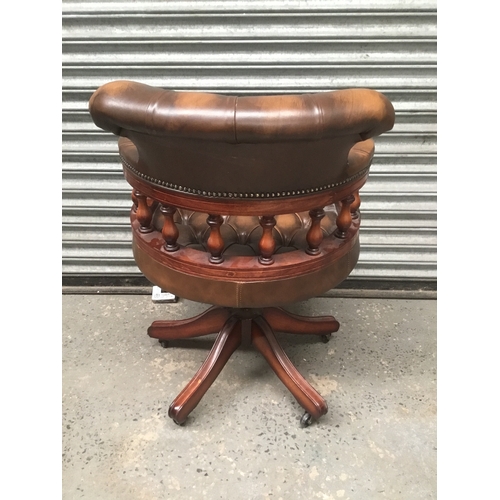 1179 - Victorian style leather captains swivel chair