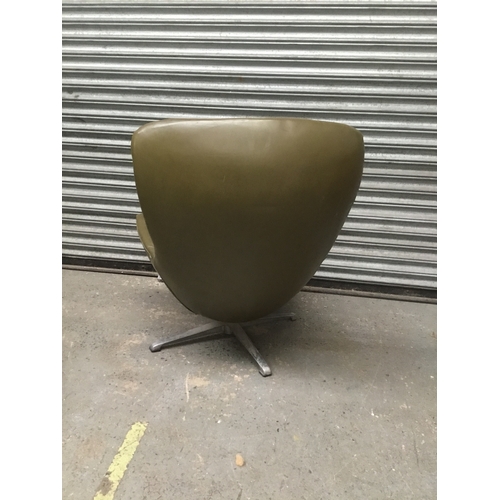 1180 - Mid century Schriber style green leather egg chair