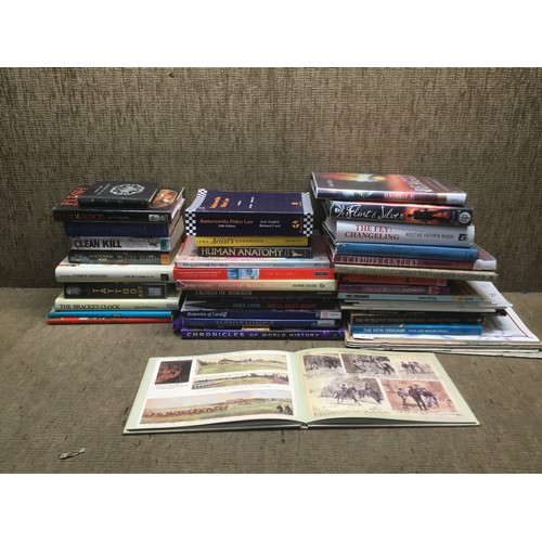 325 - Large selection of history books including Cardiff yesterday, chronicles of world history.