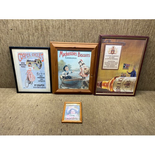 130E - 4 advertising prints in frames.