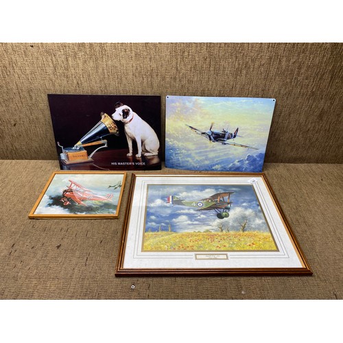 349 - 2 RAF pictures framed 2 metal pictures.