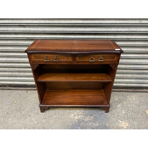 1056A - Two draw, dwarf library bookcase and side table.