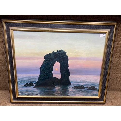 1163 - Oil on board of Thurlestone rock Devon. (in the style of G H jenkins) 88x72.