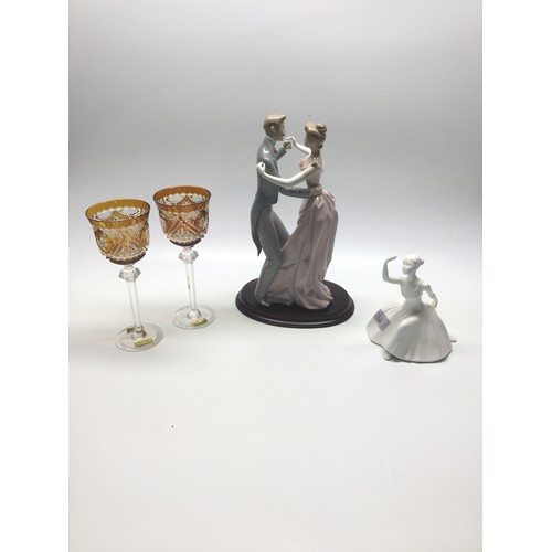 740 - Lladro figure, Royal Doulton and two West German Glasses.