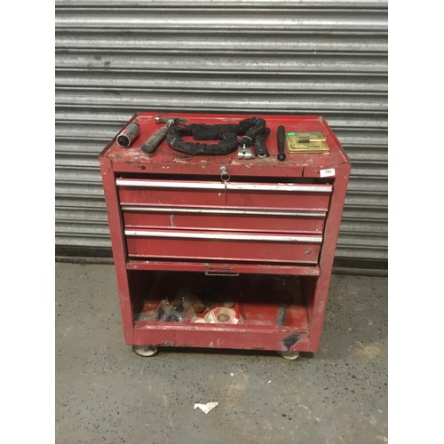 193 - Large red tool chest on wheels.