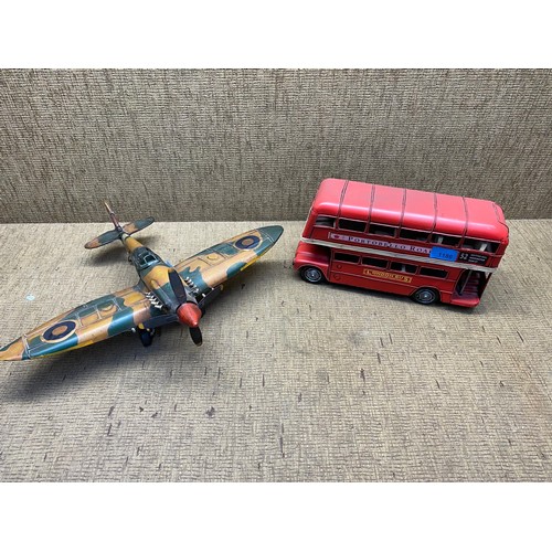 1186 - Tin Plate Spitfire and London bus.