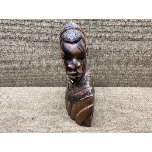 898 - Vintage wooden African carved figure; 32cm tall.