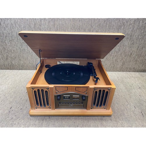 256 - Vintage style record player and CD player.