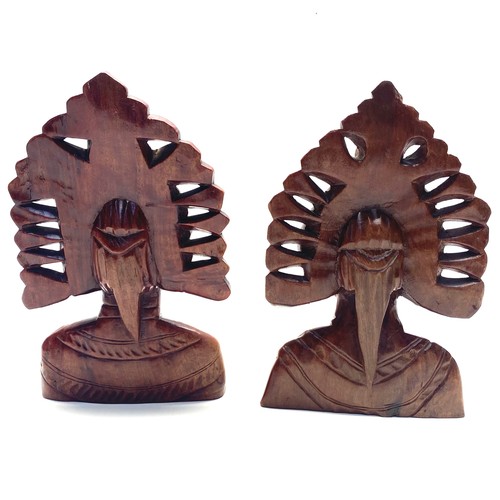 913 - 2 vintage hand carved Balinese lady faces.