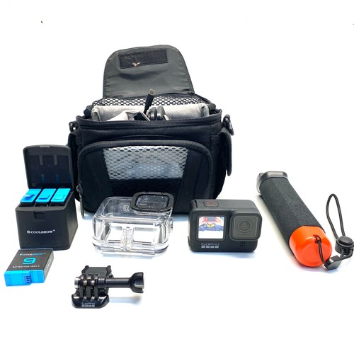 719 - GoPro HERO9 black, Cool show charger,  spare batteries, cases, waterproof cases and various accessor... 