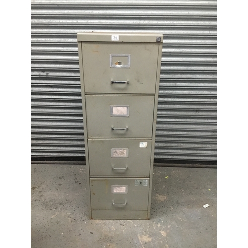 71 - Four drawer metal storage cabinet