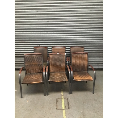 78 - 6 garden rattan chairs.