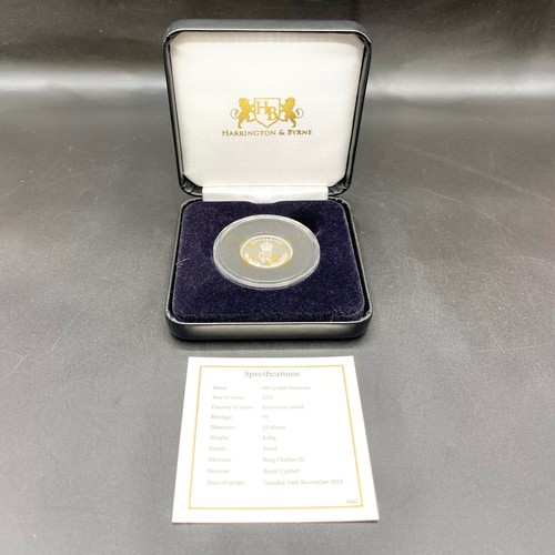 730 - Royal mint 2023 United Kingdom King Charles the III Birthday Platinum sovereign coin, struck to proo... 