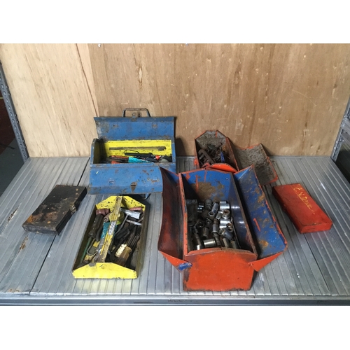 90 - Three metal toolboxes including contents