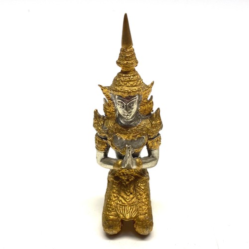 565 - Asian gilt bronze Teppanom kneeling Thai sacred angel statue.