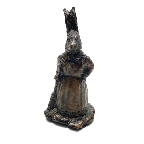 566 - Beatrix Potter styled hand carved wooden rabbit.