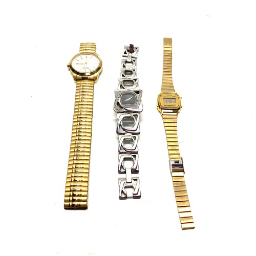 417 - Seksy Ladies Watch by sekonda, Casio 9131 and a mens Rotary PLO gold plated watch, (strap broken)