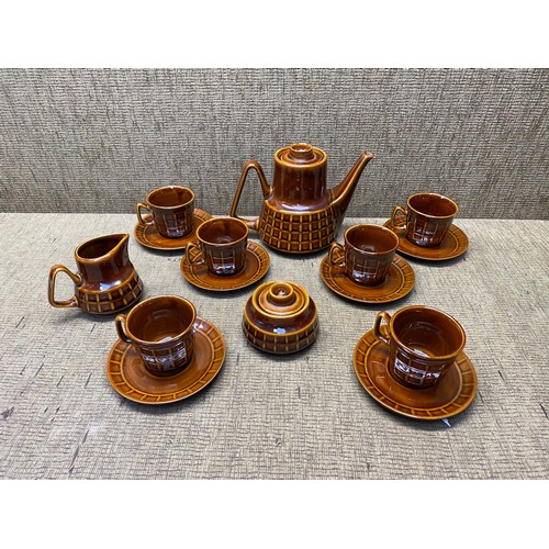 421 - vintage glazed brown tea set made in Poland.