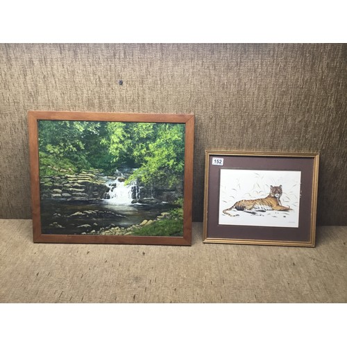 152 - 1 oil on board by S.M. Webber and a framed print by Joel Kirk.