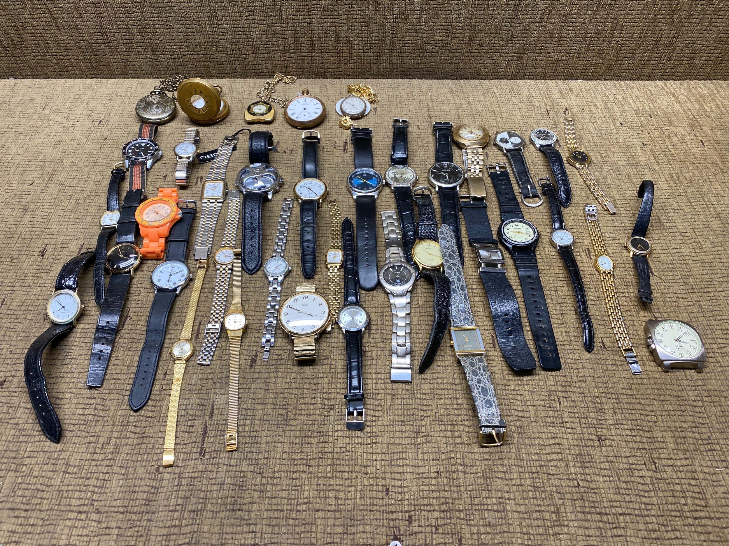 Large collection of watches and pocket watches including gold plated ...